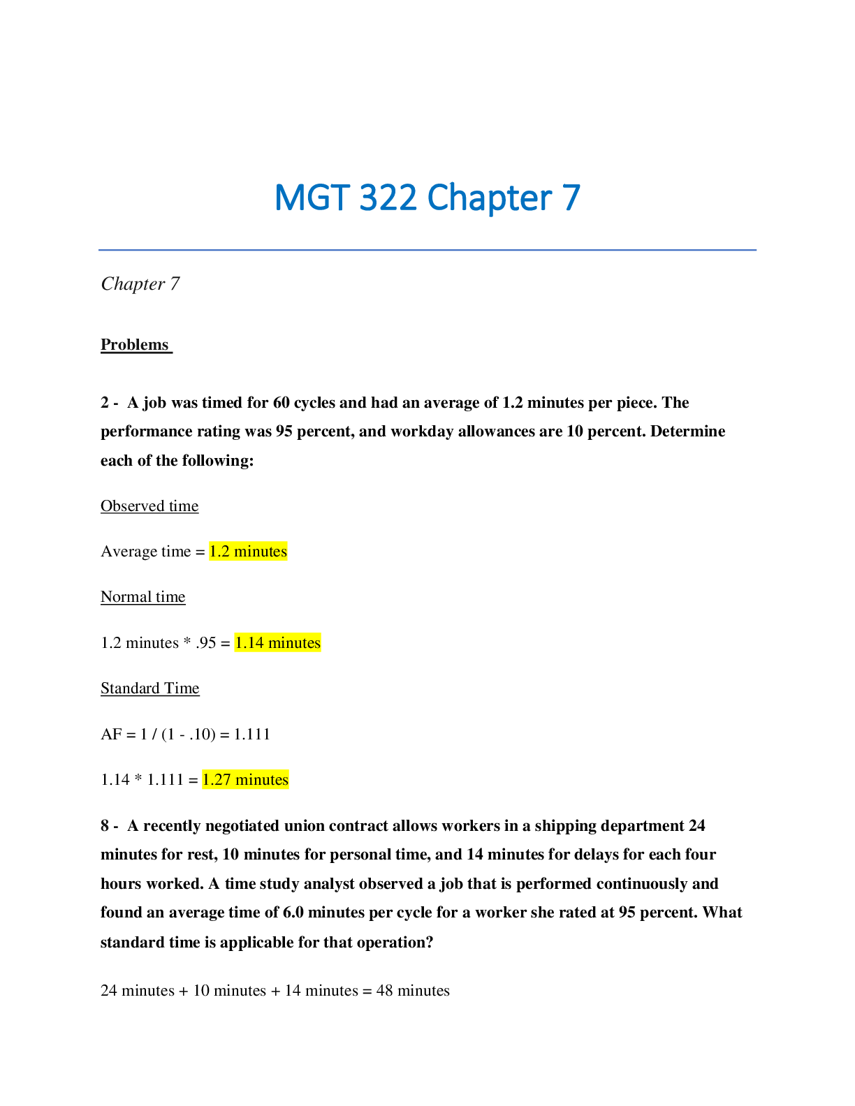 Preview image of MGT 322 Chapter 7. Questions and Answers. document